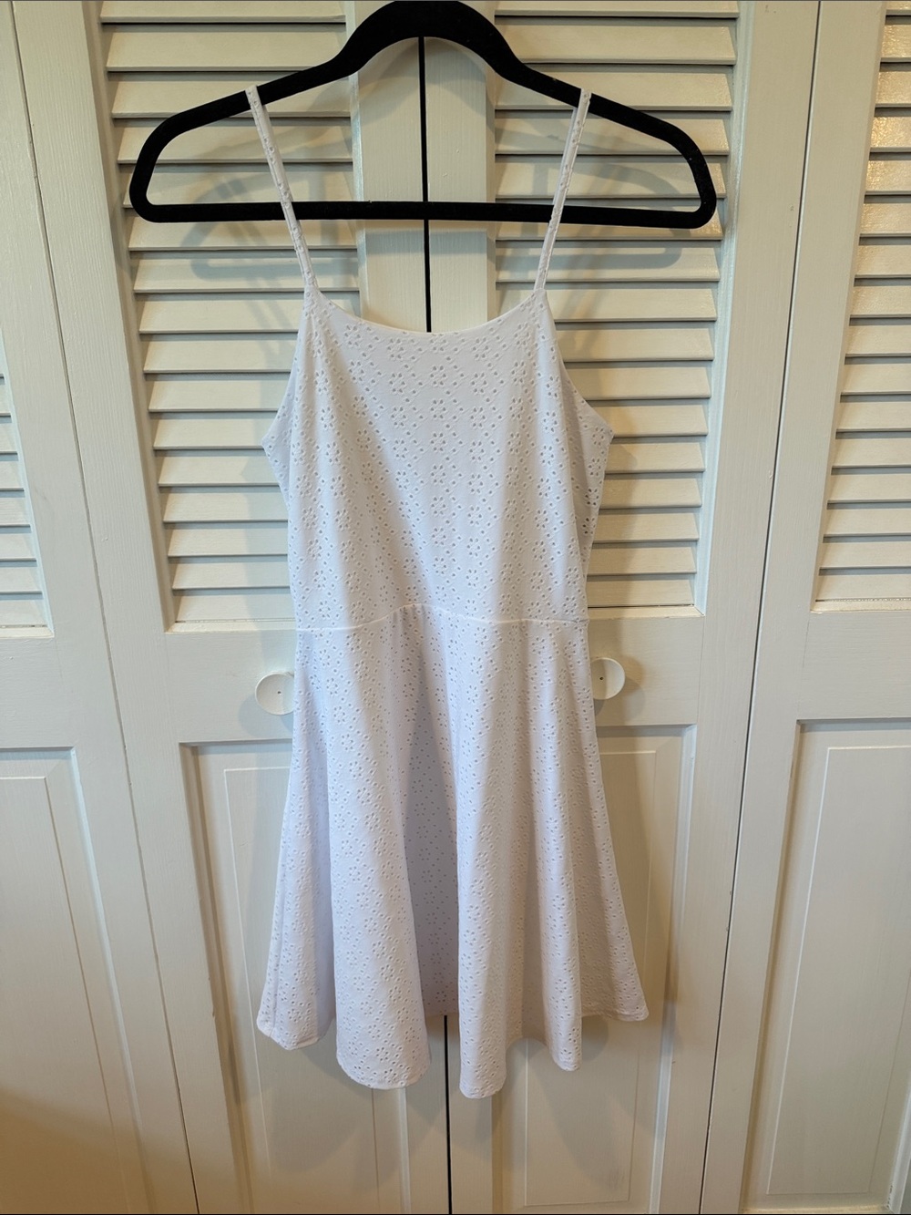 CHERYL Creations Girls' Eyelet Spaghetti-Strap Dress - M White